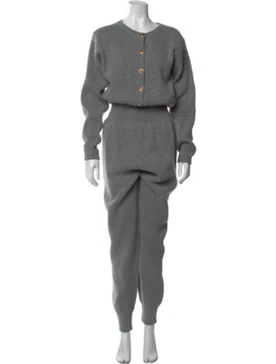 Pre-owned Chloé Wool Crew Neck Jumpsuit In Gray