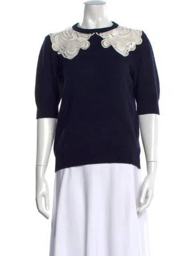 Pre-owned Chloé Wool Crew Neck Sweater In Blue