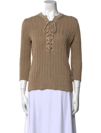 Pre-owned Chloé Wool Crew Neck Sweater In Brown
