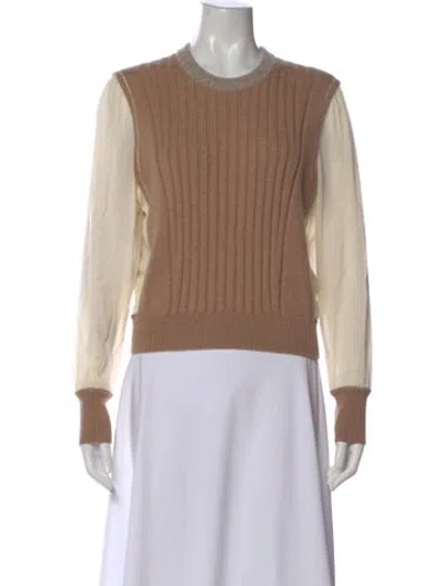 Pre-owned Chloé Wool Crew Neck Sweater In Brown