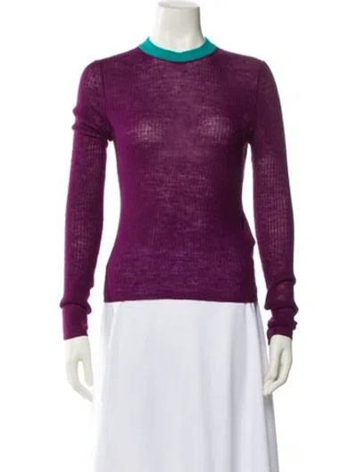 Pre-owned Chloé Wool Crew Neck Sweater In Purple