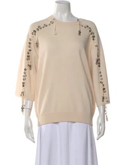 Pre-owned Chloé Wool Crew Neck Sweater In White