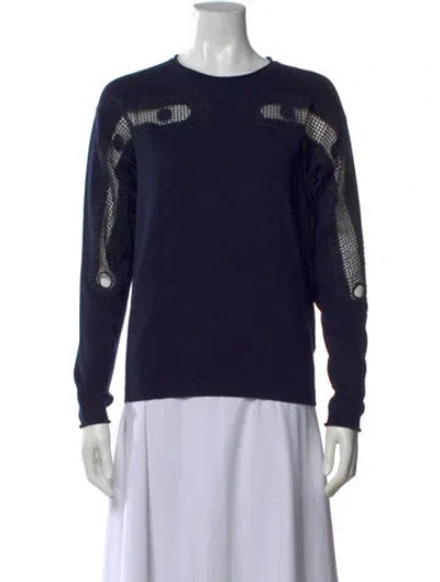 Pre-owned Chloé Wool Crew Neck Top In Blue