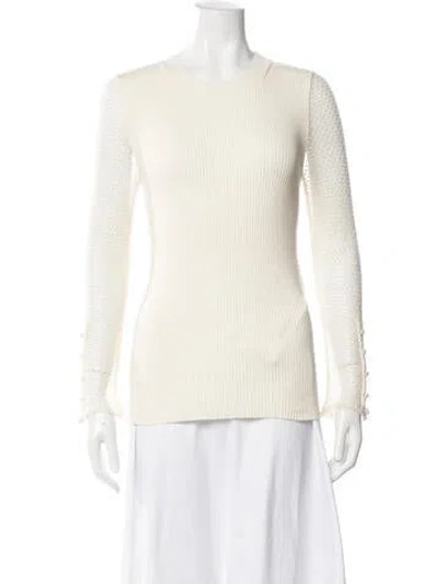 Pre-owned Chloé Wool Crew Neck Top In Neutrals
