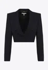 Chloé Tailored Wool Cropped Blazer In Blue