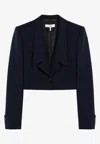 Chloé Veste Spencer Courte En Laine Graine De Poudre Femme Bleu Taille 38 100% Laine, Horn Bubalus Bubalis In Blue