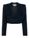 Chloé Veste Spencer Courte En Laine Graine De Poudre Femme Bleu Taille 38 100% Laine, Horn Bubalus Bubalis In Azul
