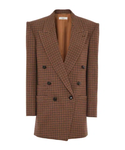 Chloé Wool Double-breasted Blazer In Animal Print