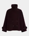 Chloé Wool Double-breasted Oversized Pea Coat In Burgundy
