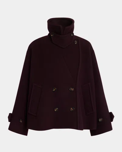 Chloé Wool Double-breasted Oversized Pea Coat In Burgundy