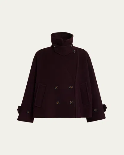 Chloé Wool Double-breasted Oversized Pea Coat In Purple