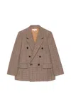 Chloé Double-breasted Checked Jacket In Brown