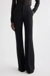 Chloé High-rise Grain De Poudre Wool Wide-leg Pants In Black