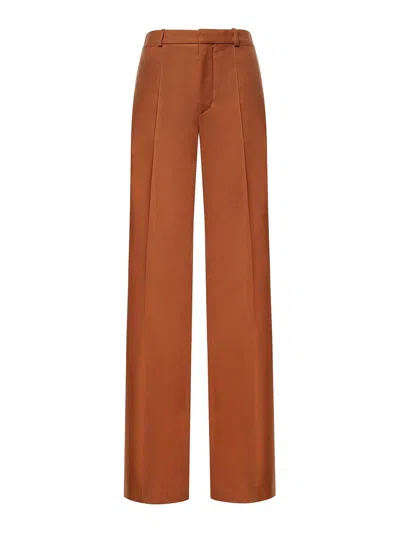 Chloé Wool Gabardine Flared Trousers In Red