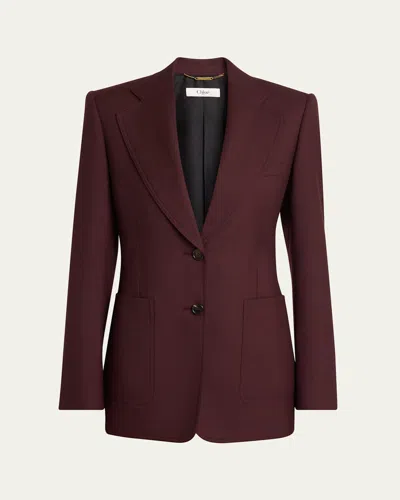 Chloé Wool Gabardine Single-breasted Blazer Jacket In Purple