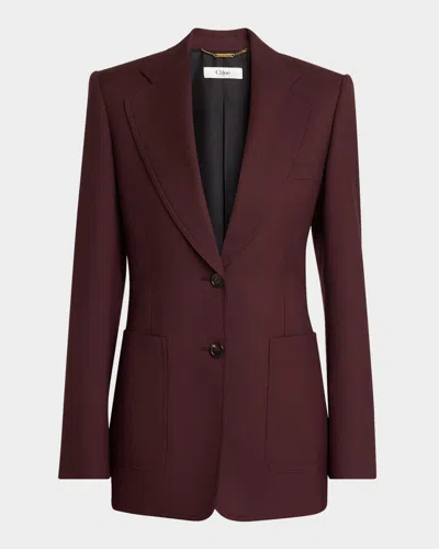Chloé Wool Gabardine Single-breasted Blazer Jacket In Purple