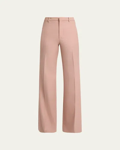 Chloé Wool Gabardine Wide-leg Trousers In Brown
