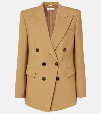 Chloé Chloe Double-breasted Wool Blazer In Beige