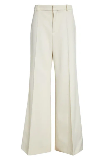 Chloé Wool Grain De Poudre Flare Leg Pants In Dusty White
