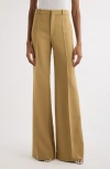 Chloé Wool Grain De Poudre Flare Leg Pants In Nut