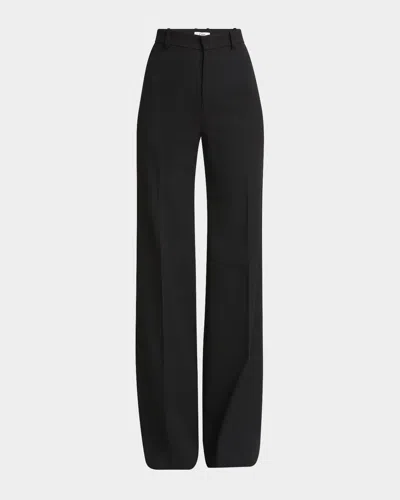 Chloé Wool Grain De Poudre Flare Trousers In Black