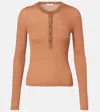 Chloé Wool Henley Shirt In Brown