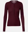 Chloé Pull Henley En Maille De Laine Extrafine In Burgundy