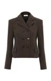 Chloé Wool Houndstooth Blazer In Brown