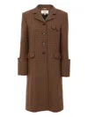 Chloé Wool Houndstooth Single-breasted Coat In Brown