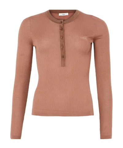 Chloé Wool Knitted Sweater In Brown