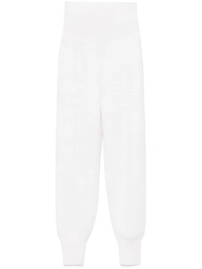 Chloé Ribbed Waistband High-waisted Knitted Trousers In White