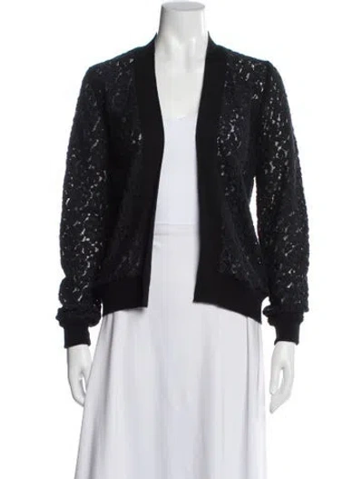 Pre-owned Chloé Wool Lace Pattern Sweater In Black