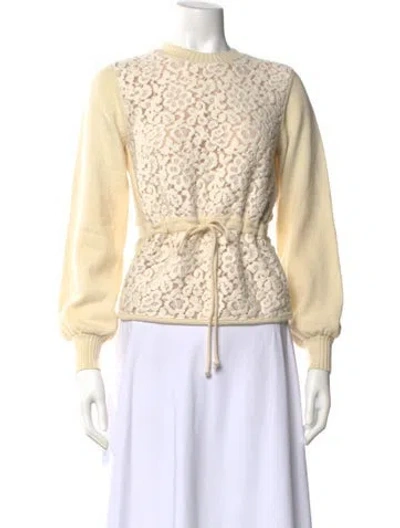 Pre-owned Chloé Wool Lace Pattern Sweater W/ Tags In Neutral