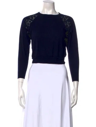 Pre-owned Chloé Wool Lace Pattern Top In Blue