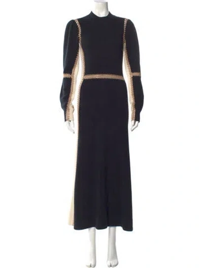 Pre-owned Chloé Wool Long Dress In Black