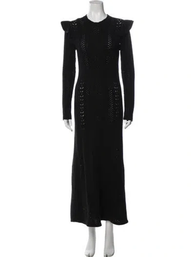 Pre-owned Chloé Wool Long Dress In Black
