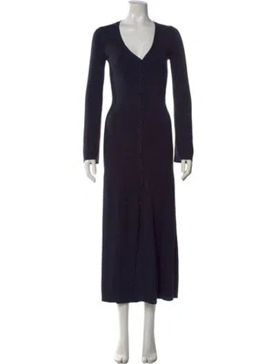 Pre-owned Chloé Wool Long Dress In Blue