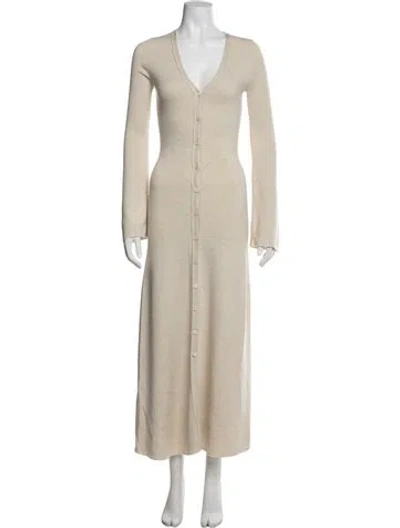 Pre-owned Chloé Wool Long Dress In Gray