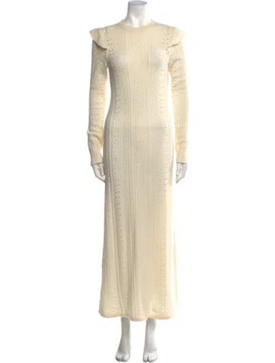 Pre-owned Chloé Wool Long Dress In Neutral