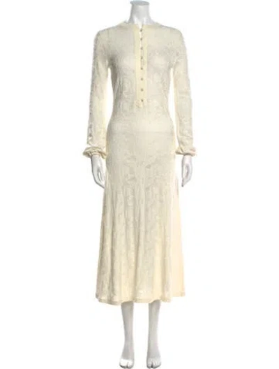 Pre-owned Chloé Wool Long Dress In Neutral