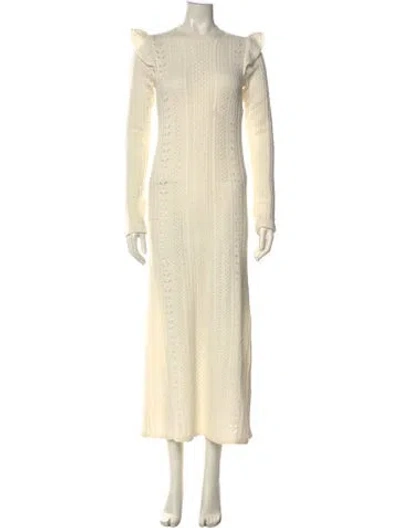 Pre-owned Chloé Wool Long Dress In Neutral