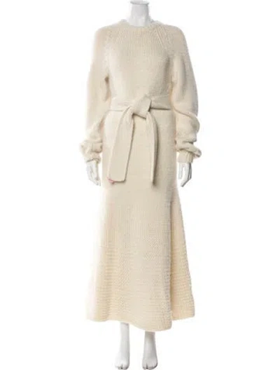 Pre-owned Chloé Wool Long Dress In Neutral