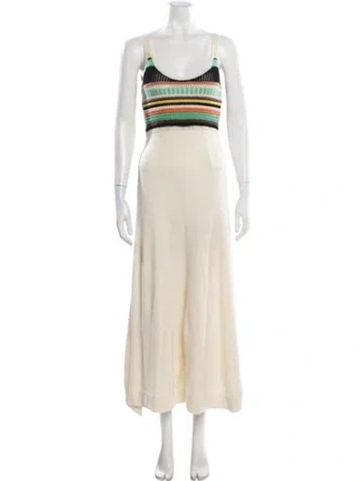 Pre-owned Chloé Wool Long Dress In Neutral