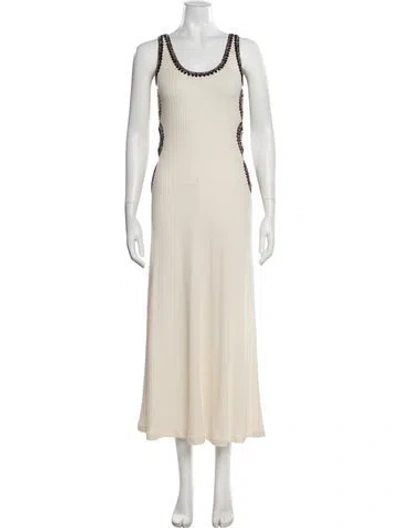 Pre-owned Chloé Wool Long Dress In Neutral