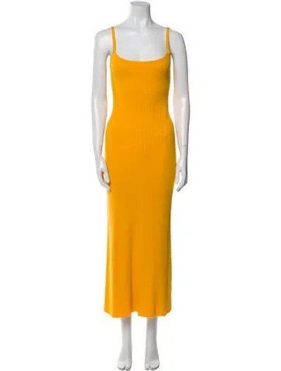 Pre-owned Chloé Wool Long Dress In Yellow