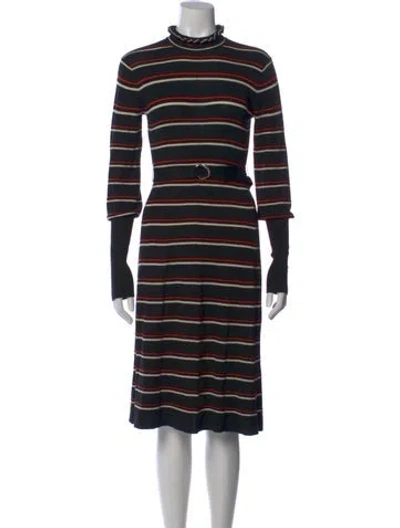 Pre-owned Chloé Wool Midi Length Dress In Black
