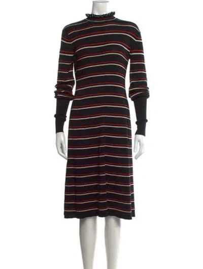 Pre-owned Chloé Wool Midi Length Dress In Black