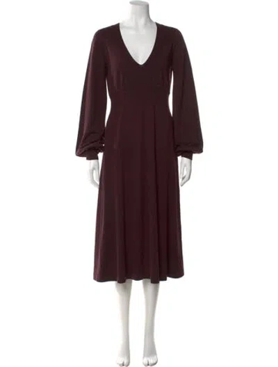 Pre-owned Chloé Wool Midi Length Dress In Brown