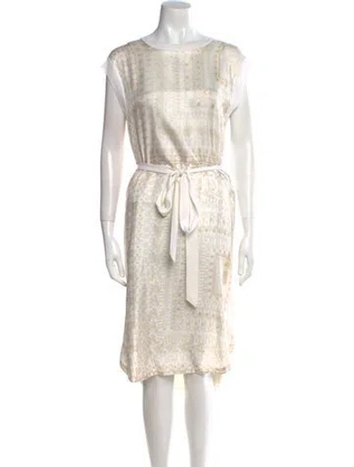 Pre-owned Chloé Wool Midi Length Dress In Neutral