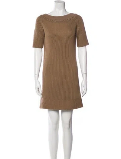 Pre-owned Chloé Wool Mini Dress In Brown